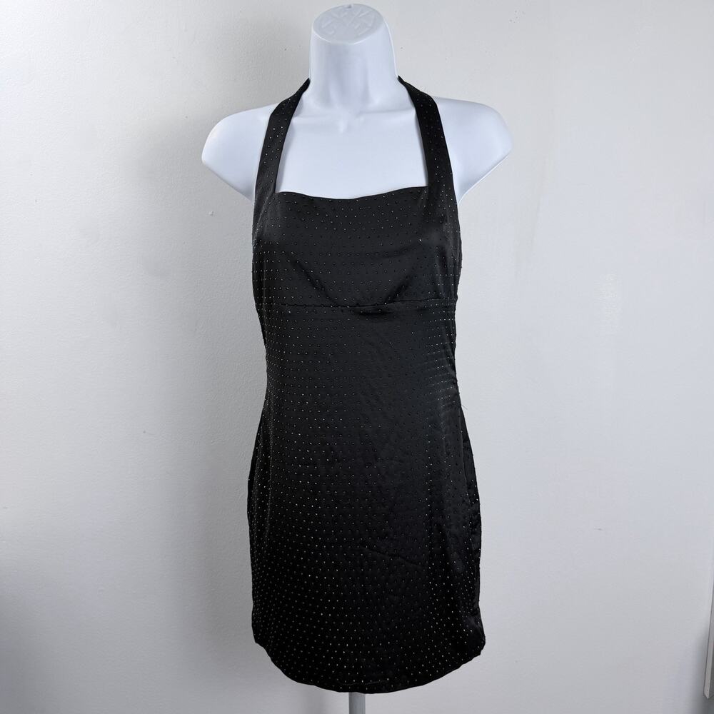 Oh Polly Dress Women's 6 Small Black Mini Gem Jewel Halter Embellished